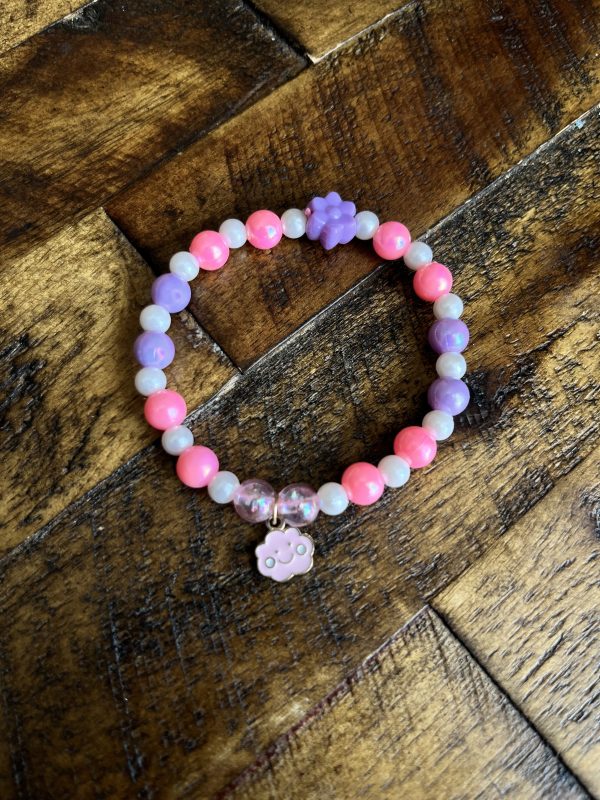 Kids Smiley Cloud Charm Beaded Bracelet