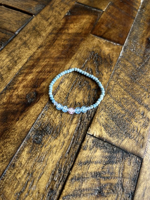 Kids "Brave" Bead Bracelet Blue Seed Bead Inspirational