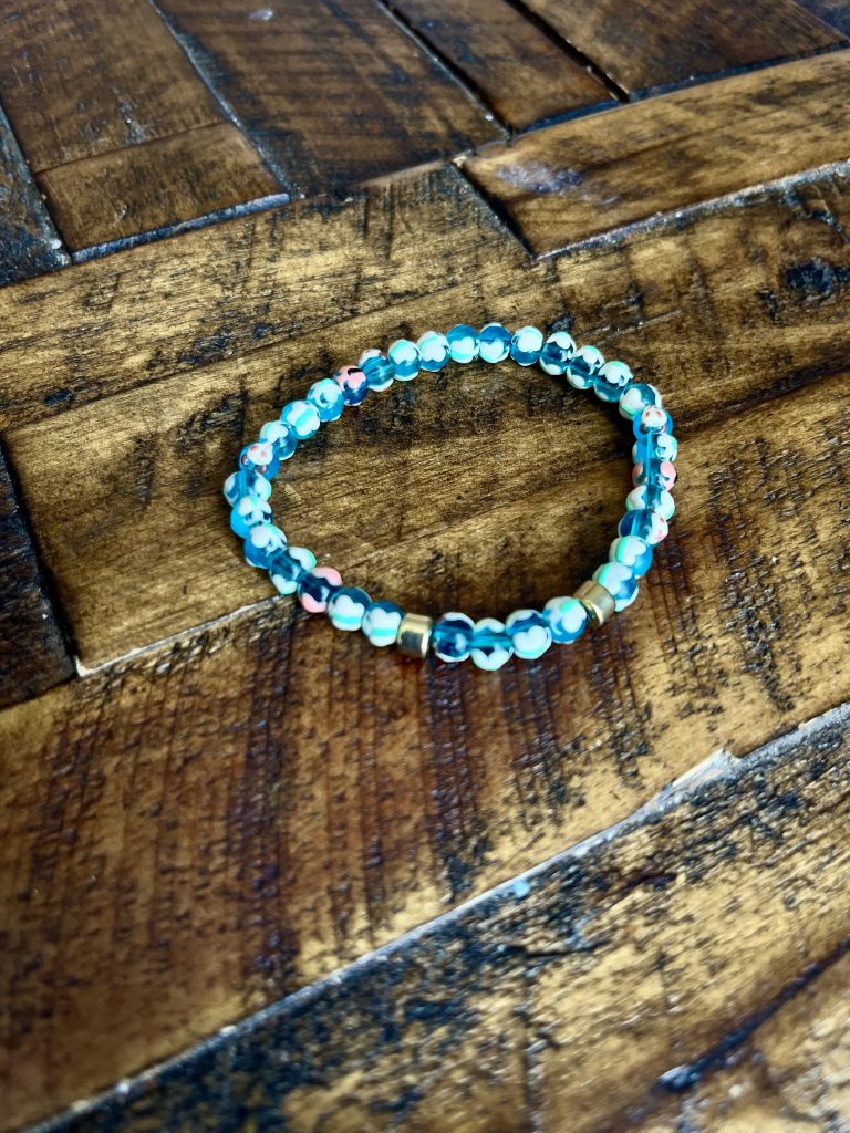 Teal and Blue Bead Bracelet