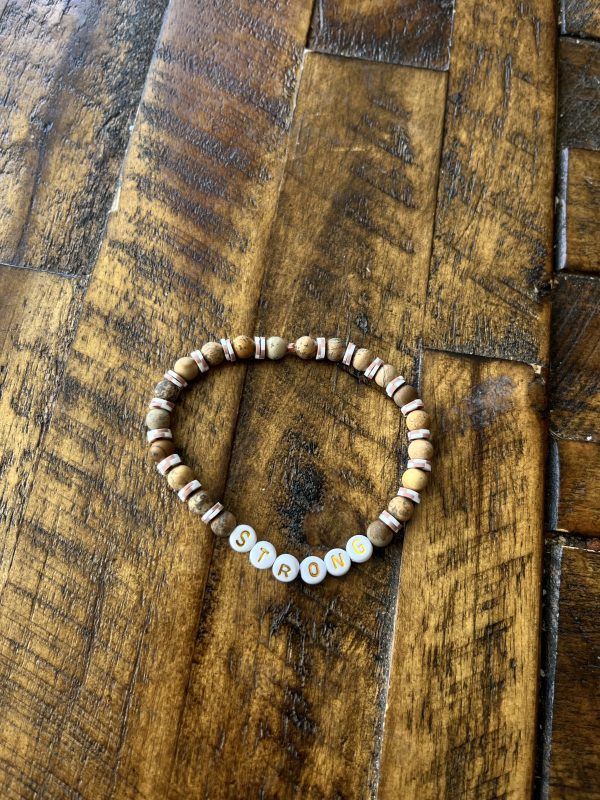 "Strong" Natural Wood and Clay Bracelet