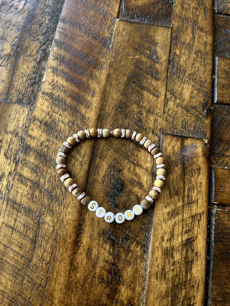 "Strong" Natural Wood and Clay Bracelet