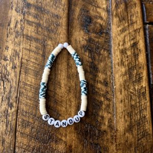 "STAND UP" Cream and Teal Clay Bracelet