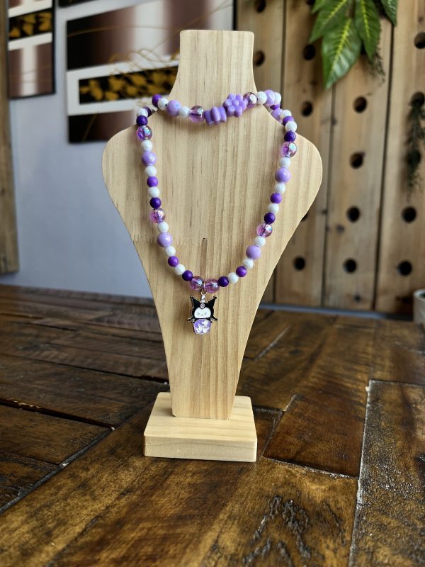 Purple and White Kuromi Necklace