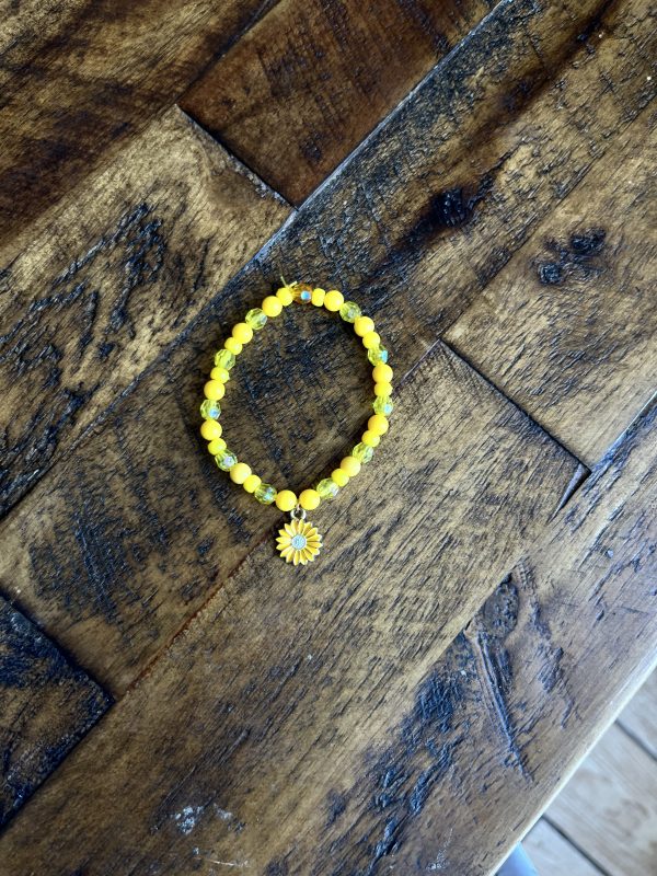 Yellow Sun Flower Bead Kids Bracelet